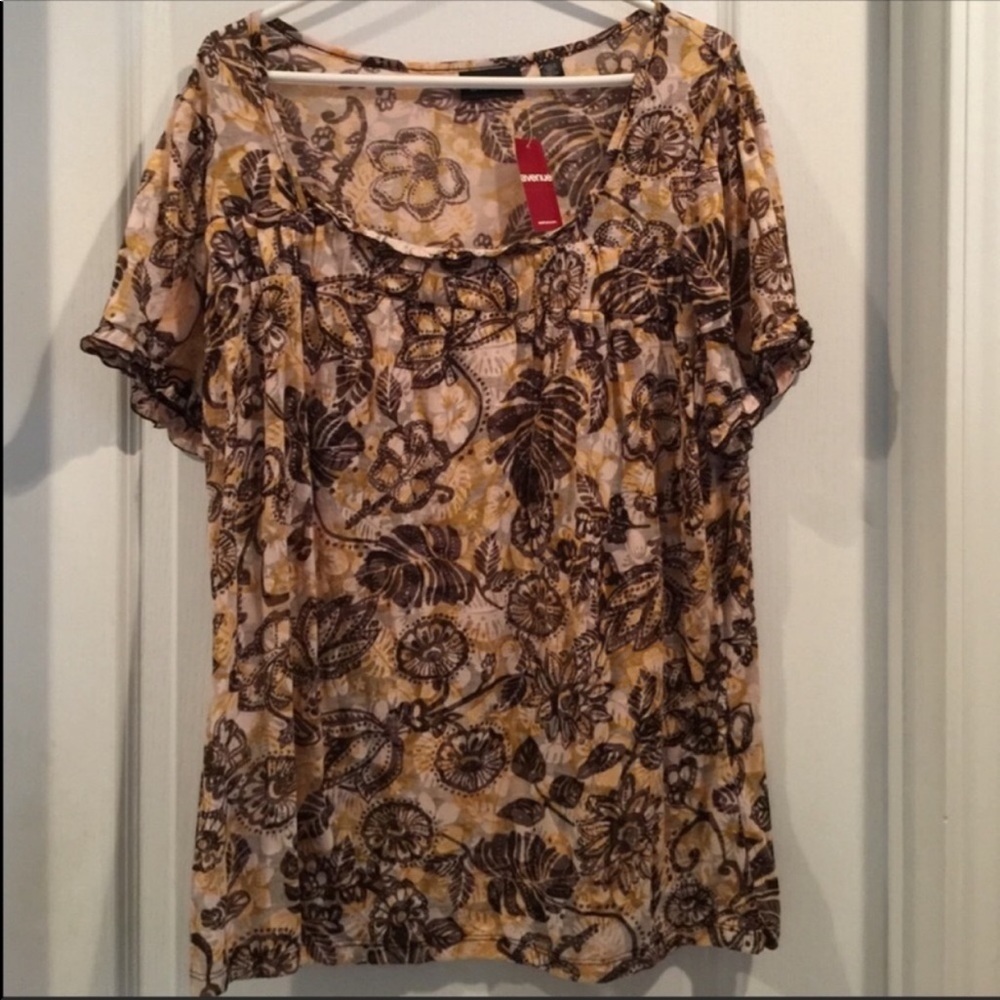 avenue mustard brown & black shirt blouse …